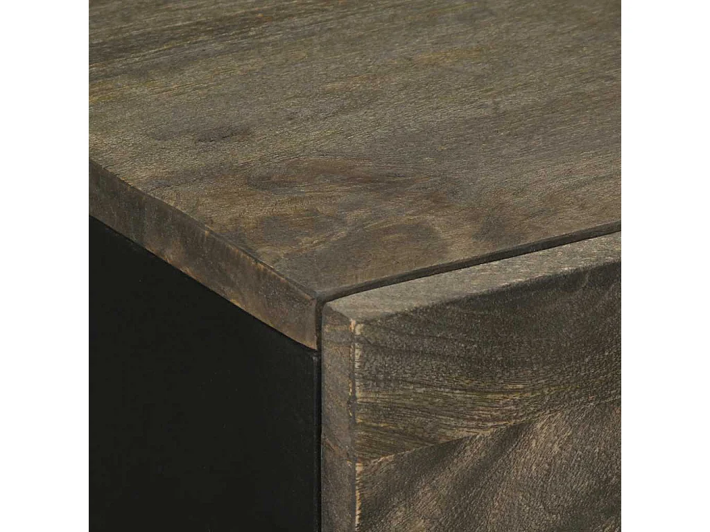 Aparador negro 60x33x75 cm madera maciza mango