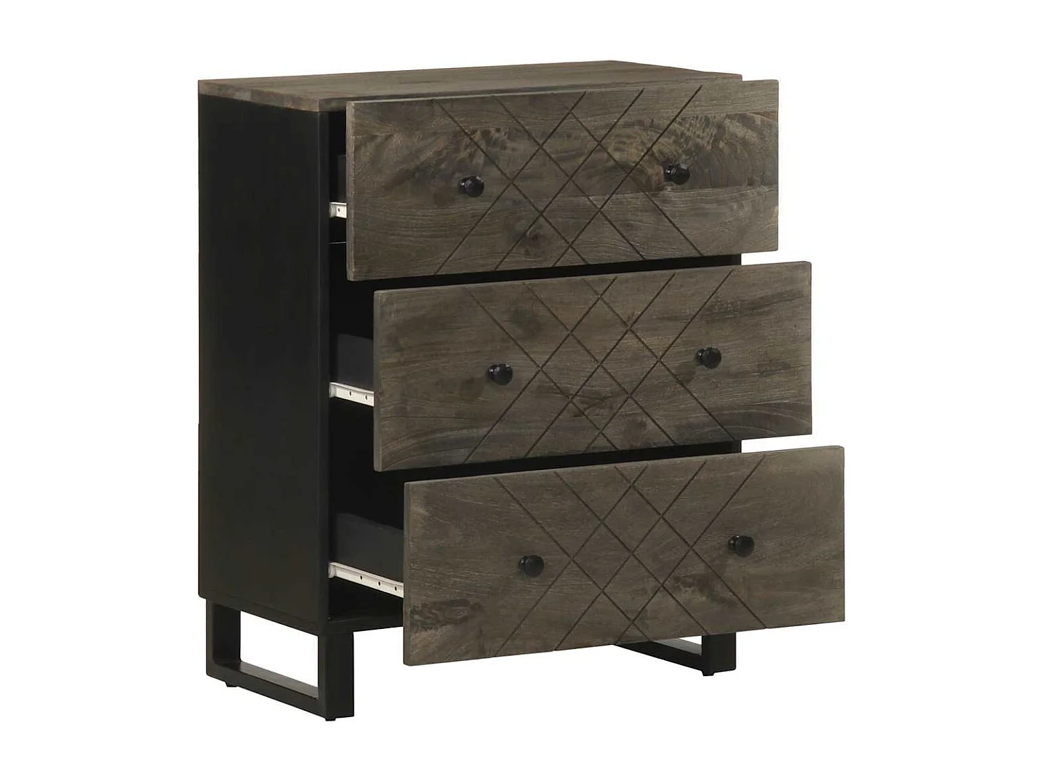 Buffet noir 60x33x75 cm bois massif de manguier