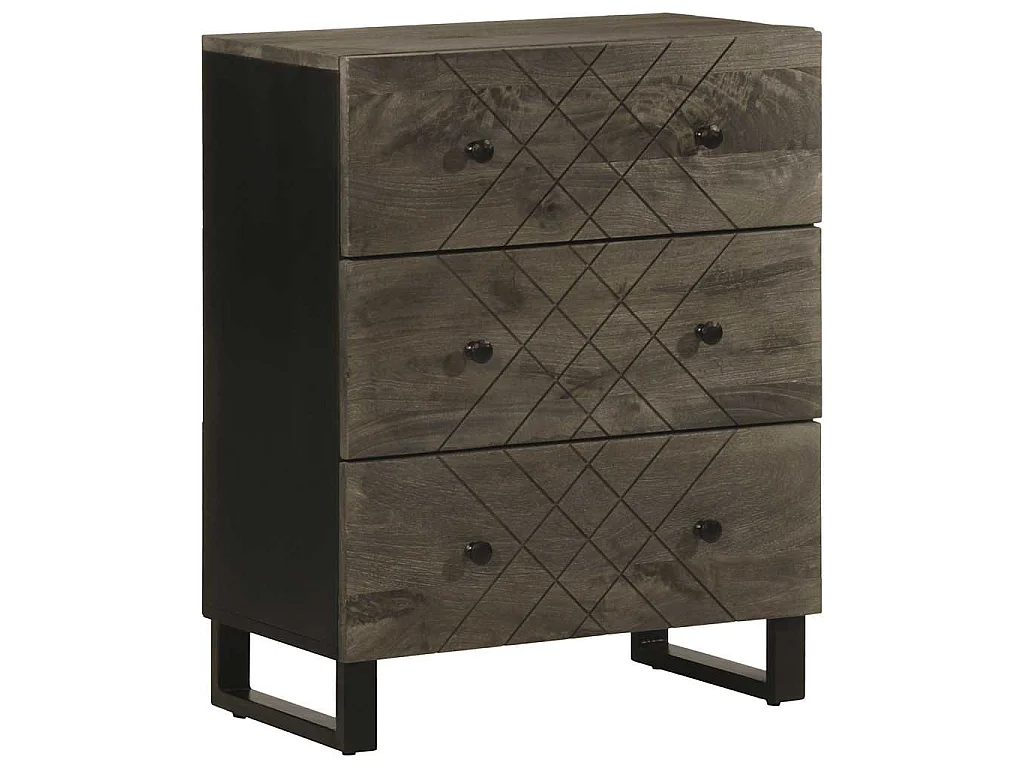 Buffet noir 60x33x75 cm bois massif de manguier