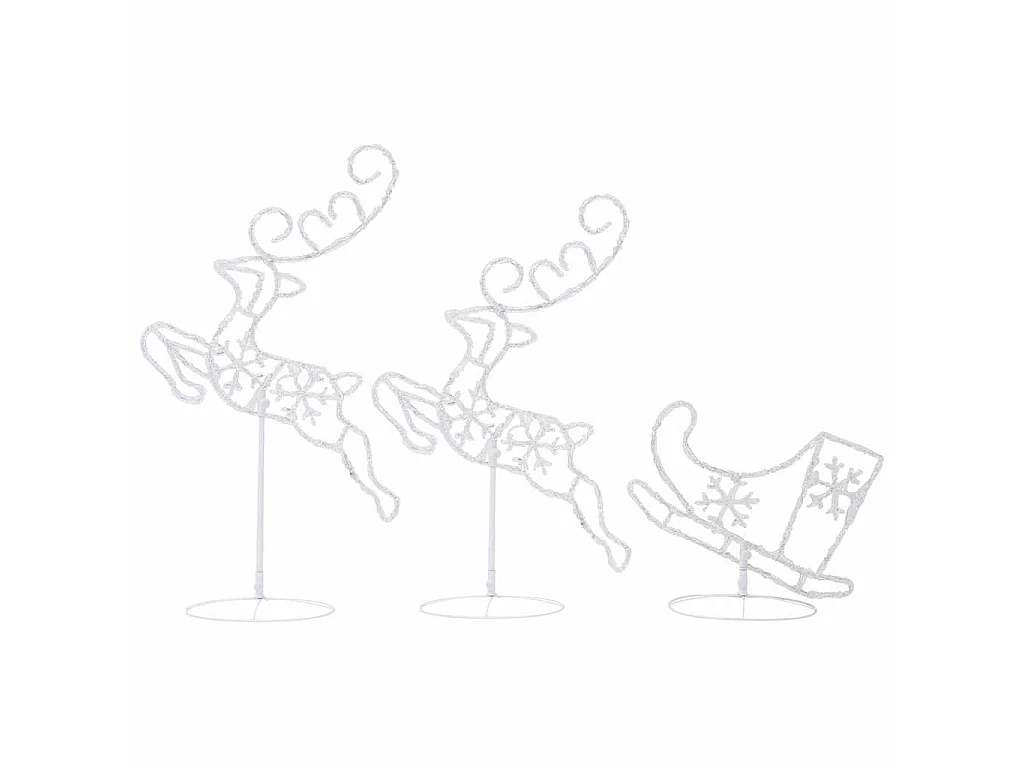 Decorazione Slitta Renne in Acrilico 260x21x87cm Bianco Caldo