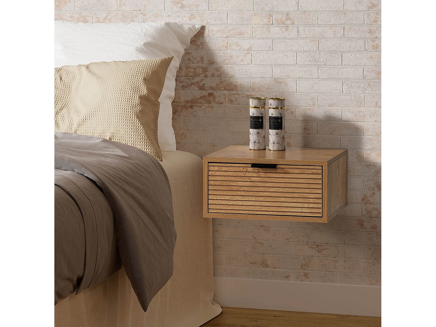 Schwebender nachttisch Mónica 1 schublade Eichenfarbe