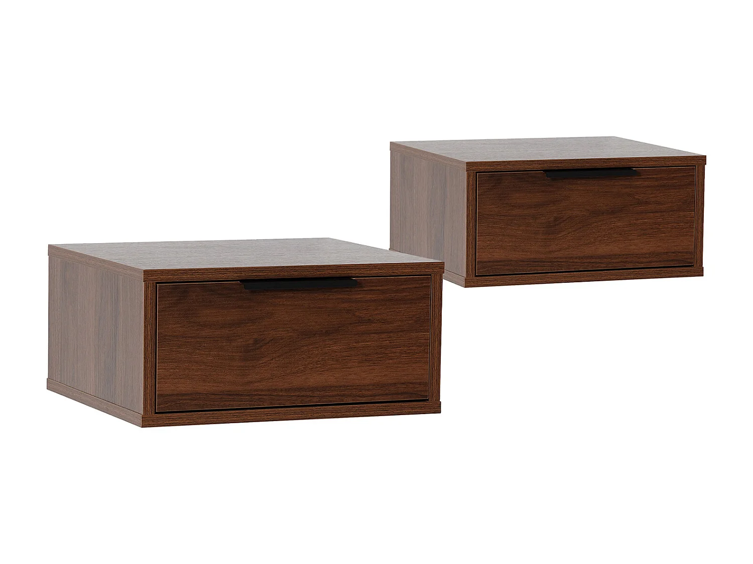 2er-Set Schwebende nachttische Auri 1 schublade Walnuss