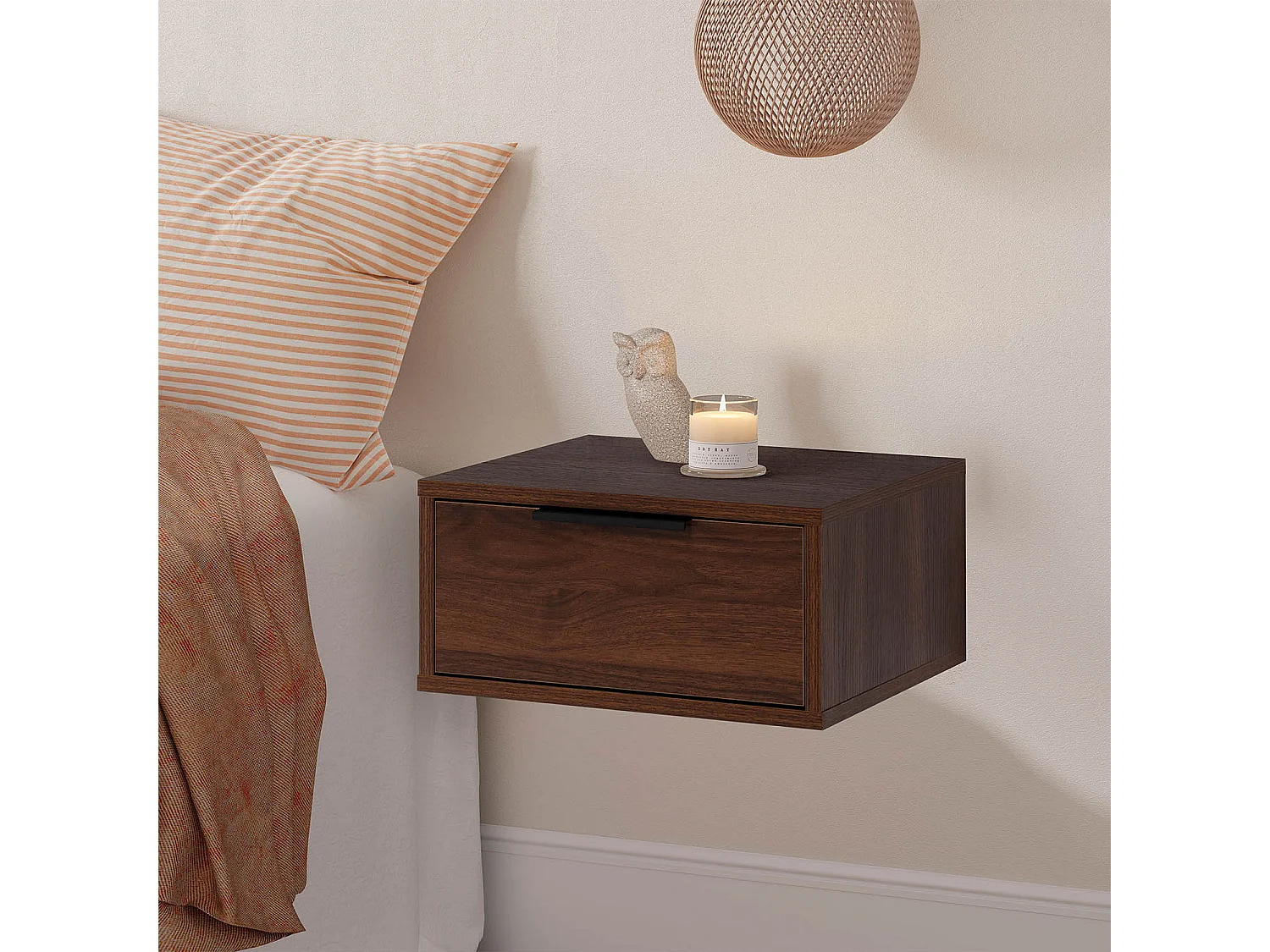 2er-Set Schwebende nachttische Auri 1 schublade Walnuss