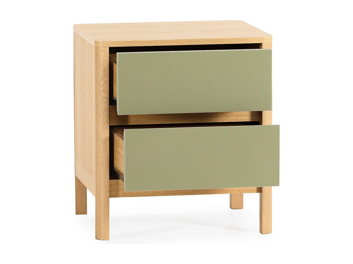 Mesita de noche Nassau 2 cajones efecto Roble/Verde