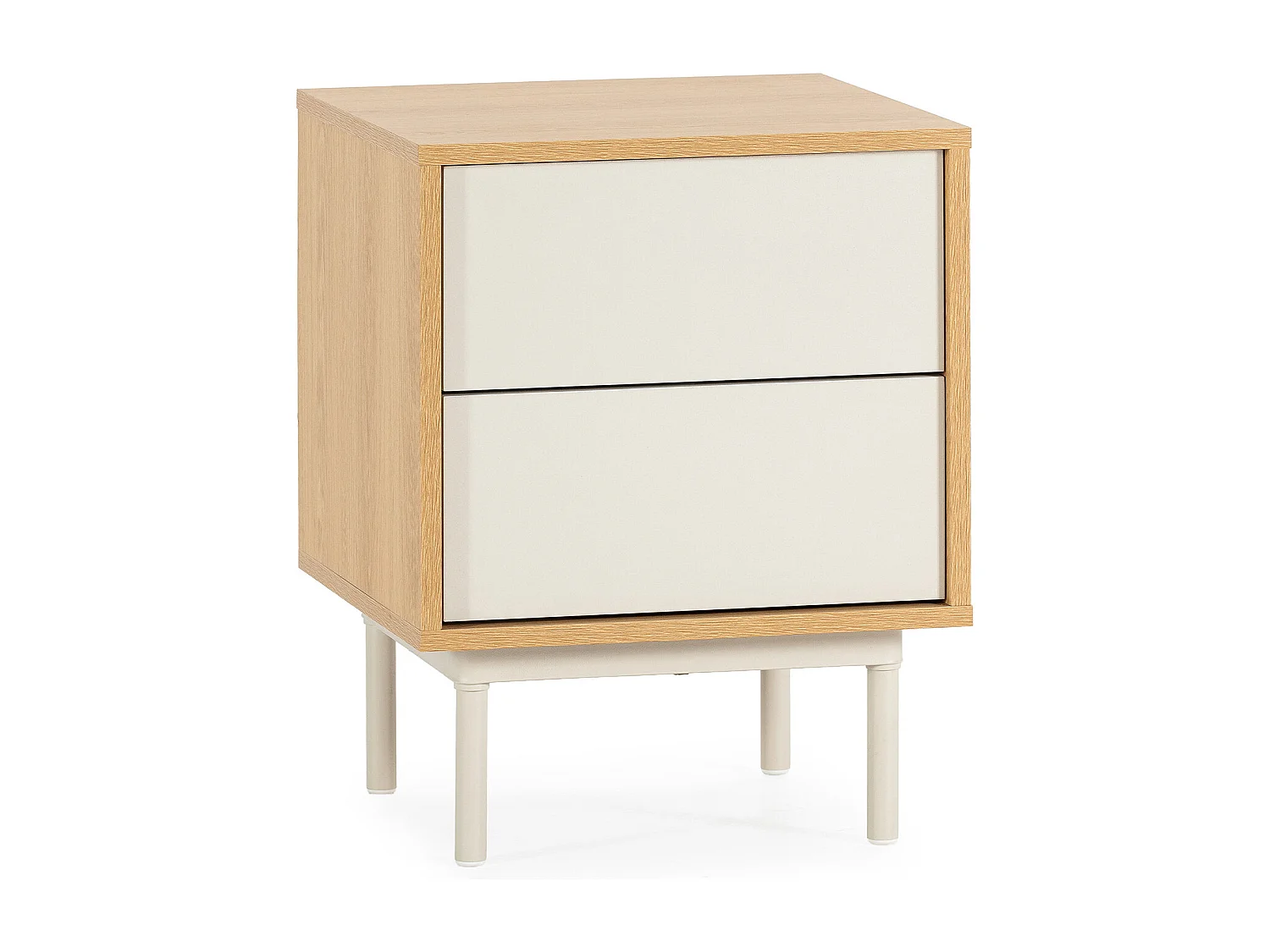 Mesita de noche Cuzco 2 cajones color Roble/Gris