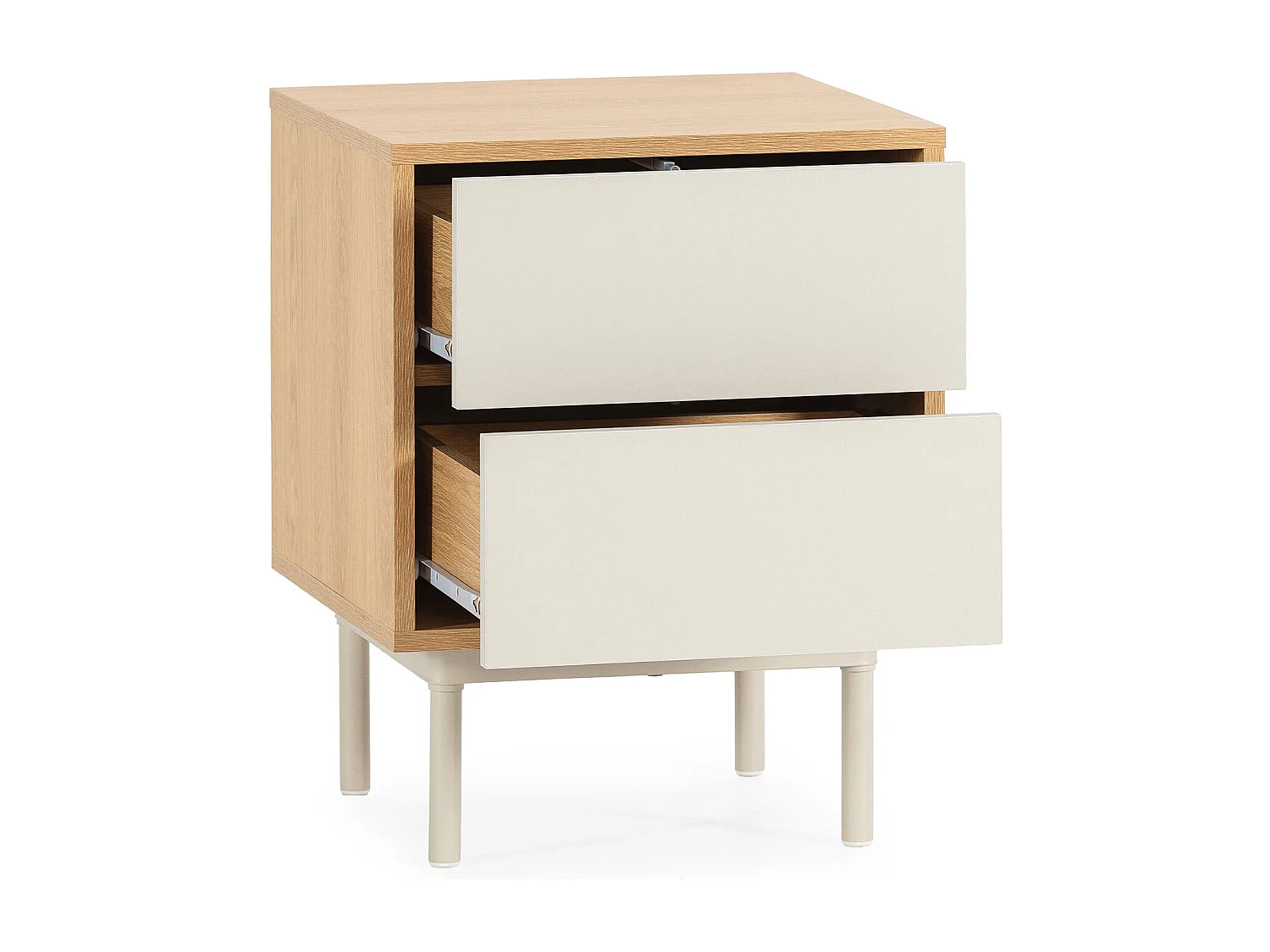 Mesita de noche Cuzco 2 cajones color Roble/Gris