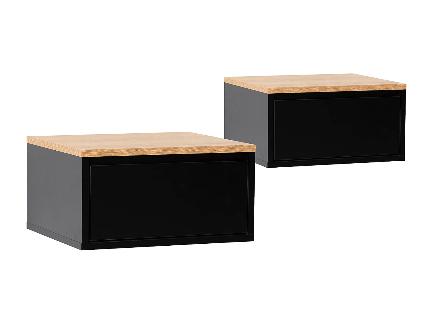 2er-Set Schwebende nachttische Desi 1 schublade Schwarz/Eiche