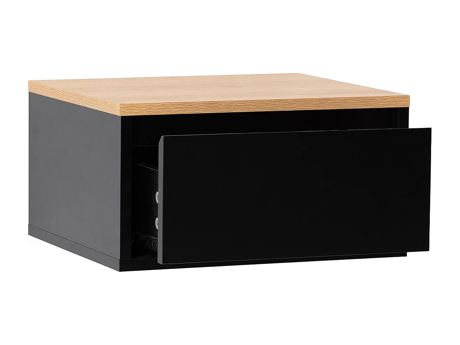 2er-Set Schwebende nachttische Desi 1 schublade Schwarz/Eiche