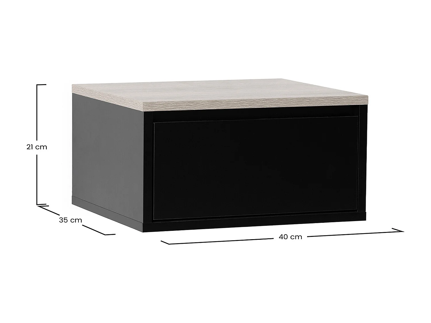 2er-Set Schwebende nachttische Desi 1 schublade Schwarz/Eiche