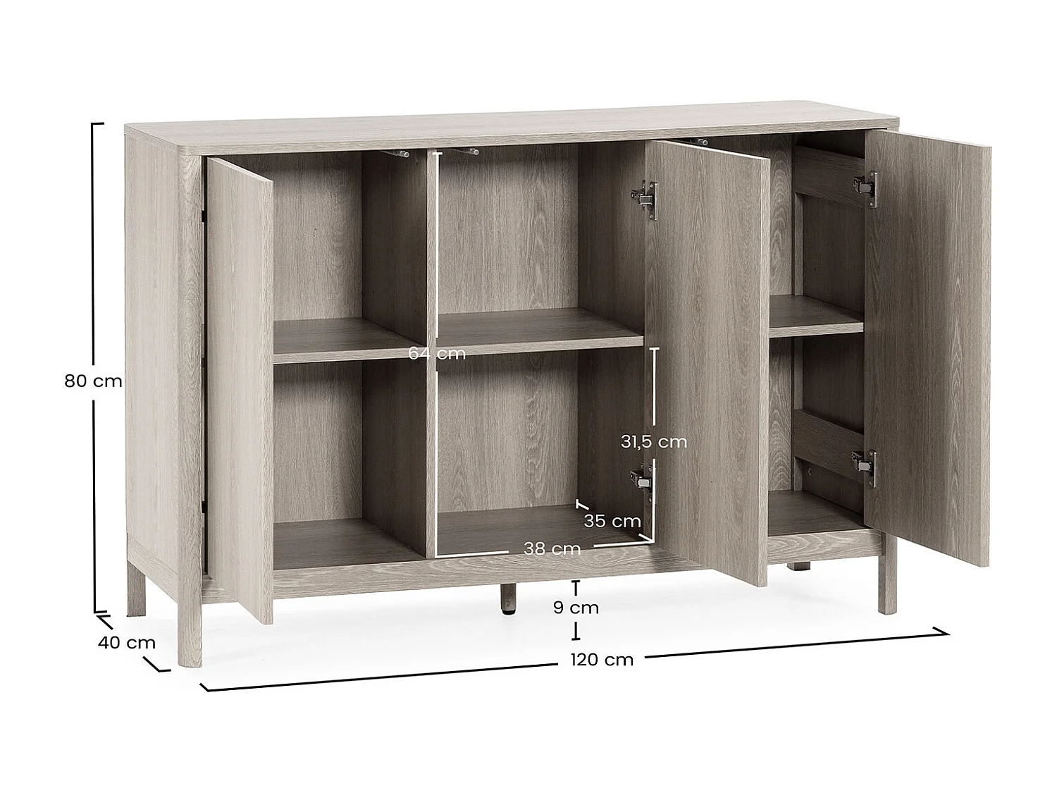 Buffet Nassau 3 portes effet Chêne