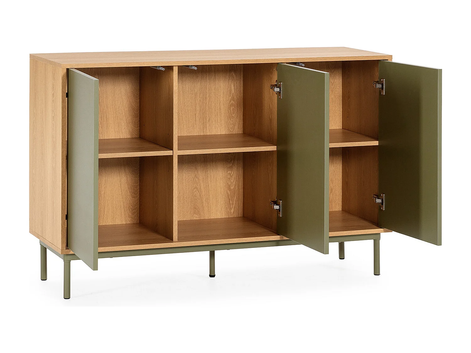 Buffet Cuzco 3 portes couleur Chêne/Vert