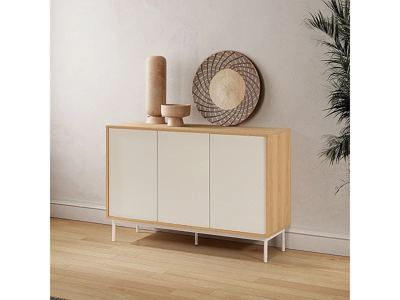 Buffet Cuzco 3 portes couleur Chêne/Gris