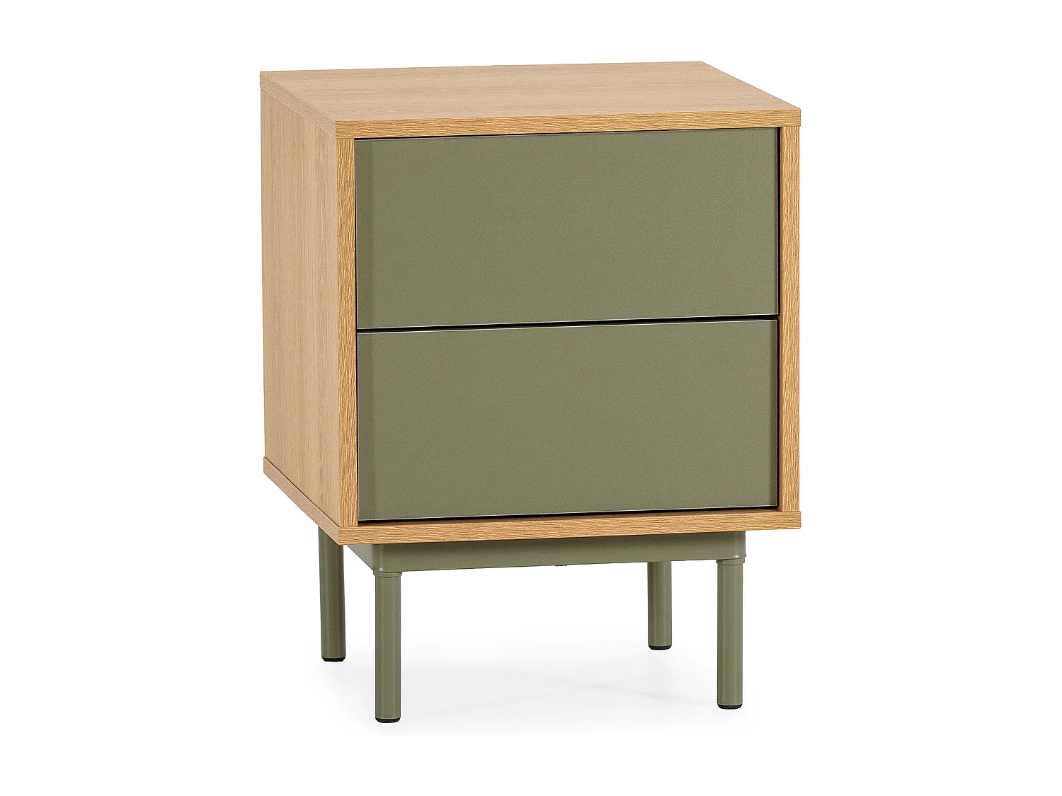 Mesita de noche Cuzco 2 cajones color Roble/Verde