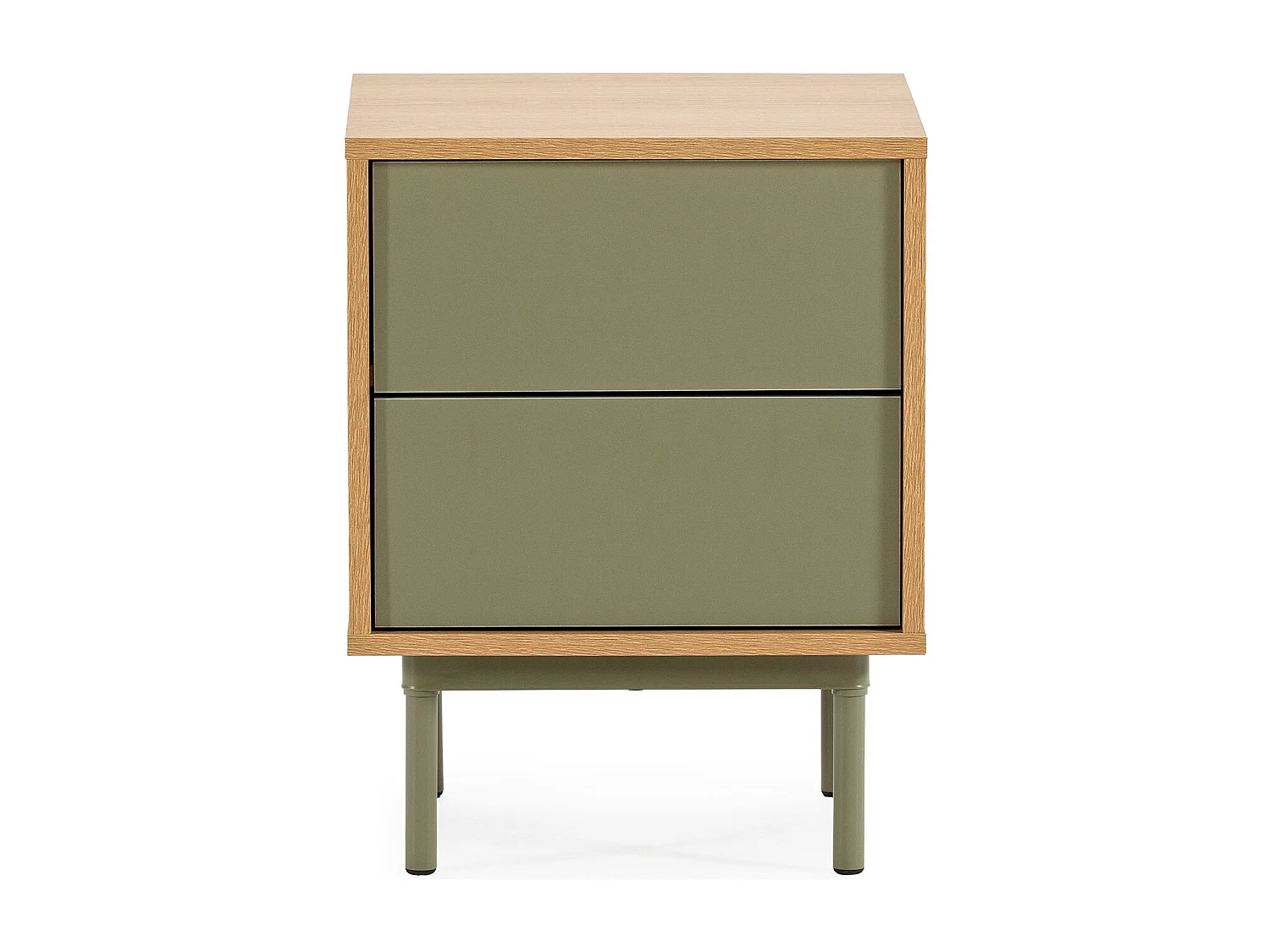 Mesita de noche Cuzco 2 cajones color Roble/Verde