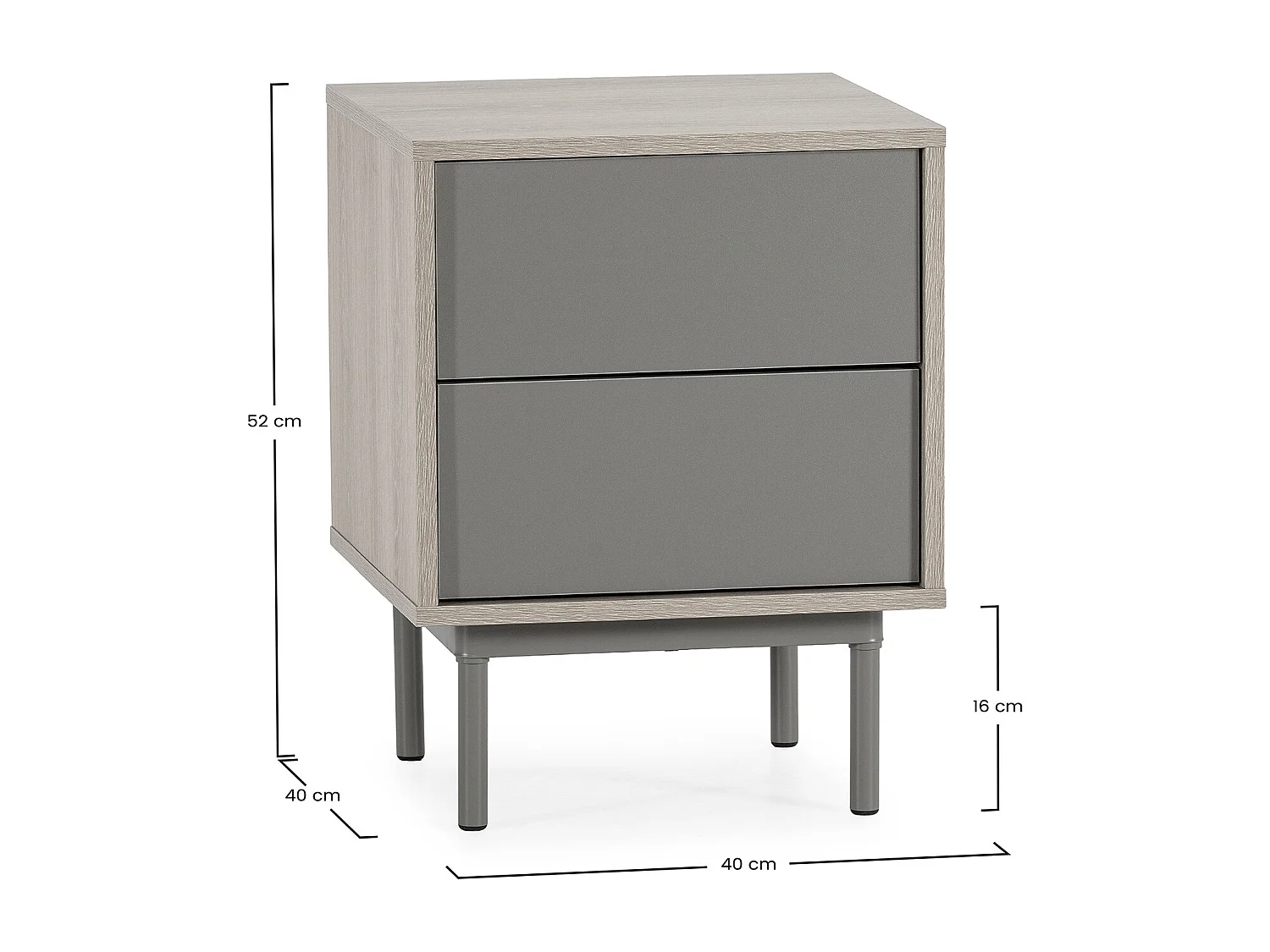 Mesita de noche Cuzco 2 cajones color Roble/Verde