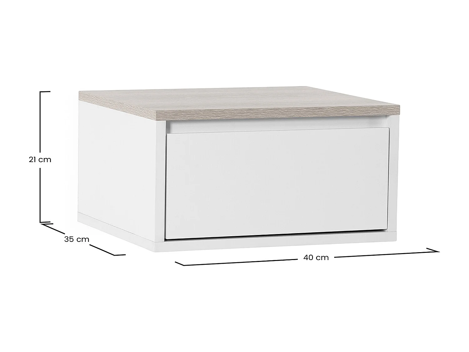 Schwebender nachttisch Desi 1 schublade Weiß/Eiche
