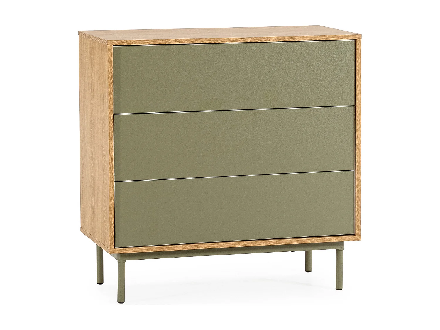 Kommode Cuzco 3 schubladen Eichenfarbe/grün