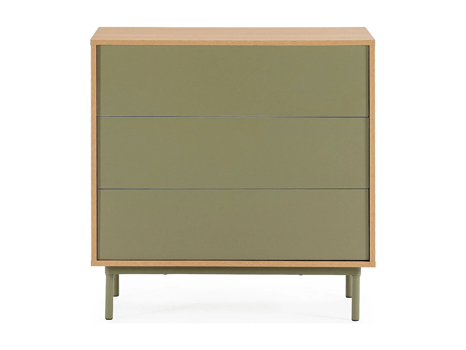 Kommode Cuzco 3 schubladen Eichenfarbe/grün
