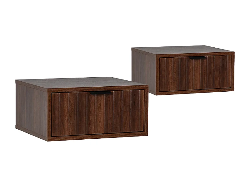 2er-Set Schwebende nachttische Lluvia 1 schublade Walnuss