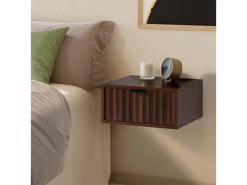 Set di 2 comodini sospes Lluvia 1 cassetti colore Noce