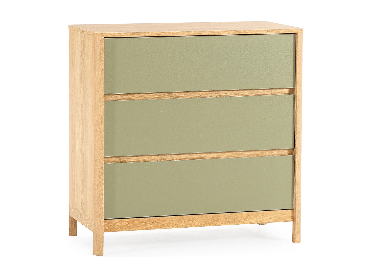 Kommode Nassau 3 schubladen Eichenfarbe/grün