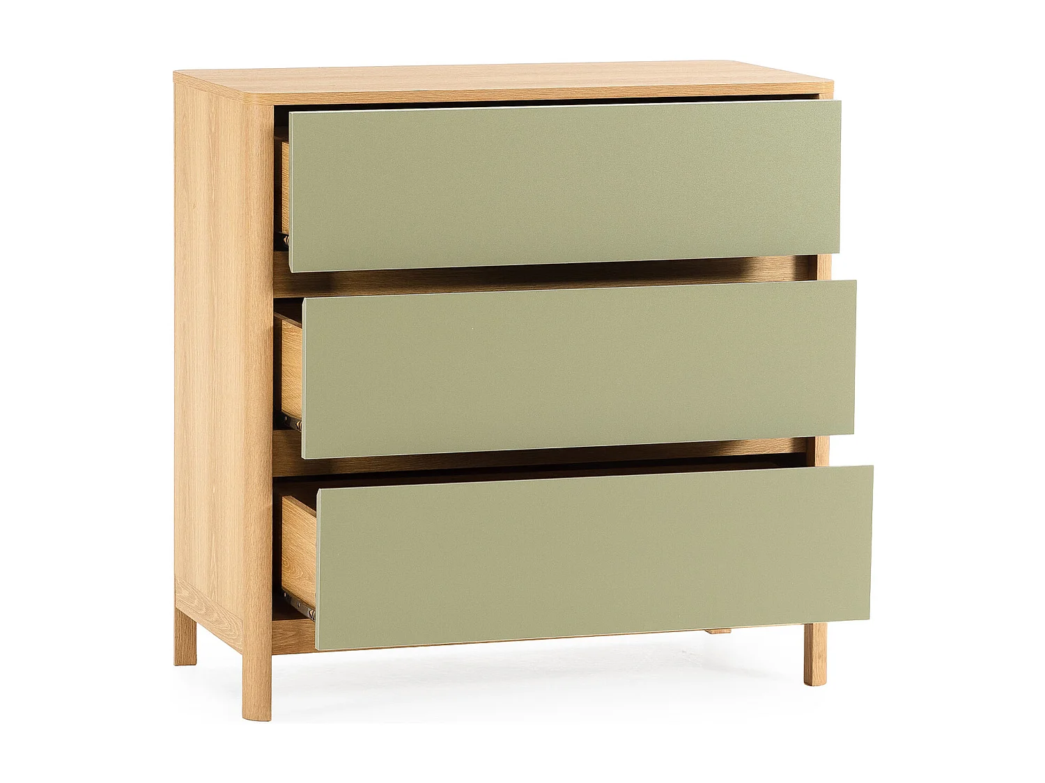 Kommode Nassau 3 schubladen Eichenfarbe/grün