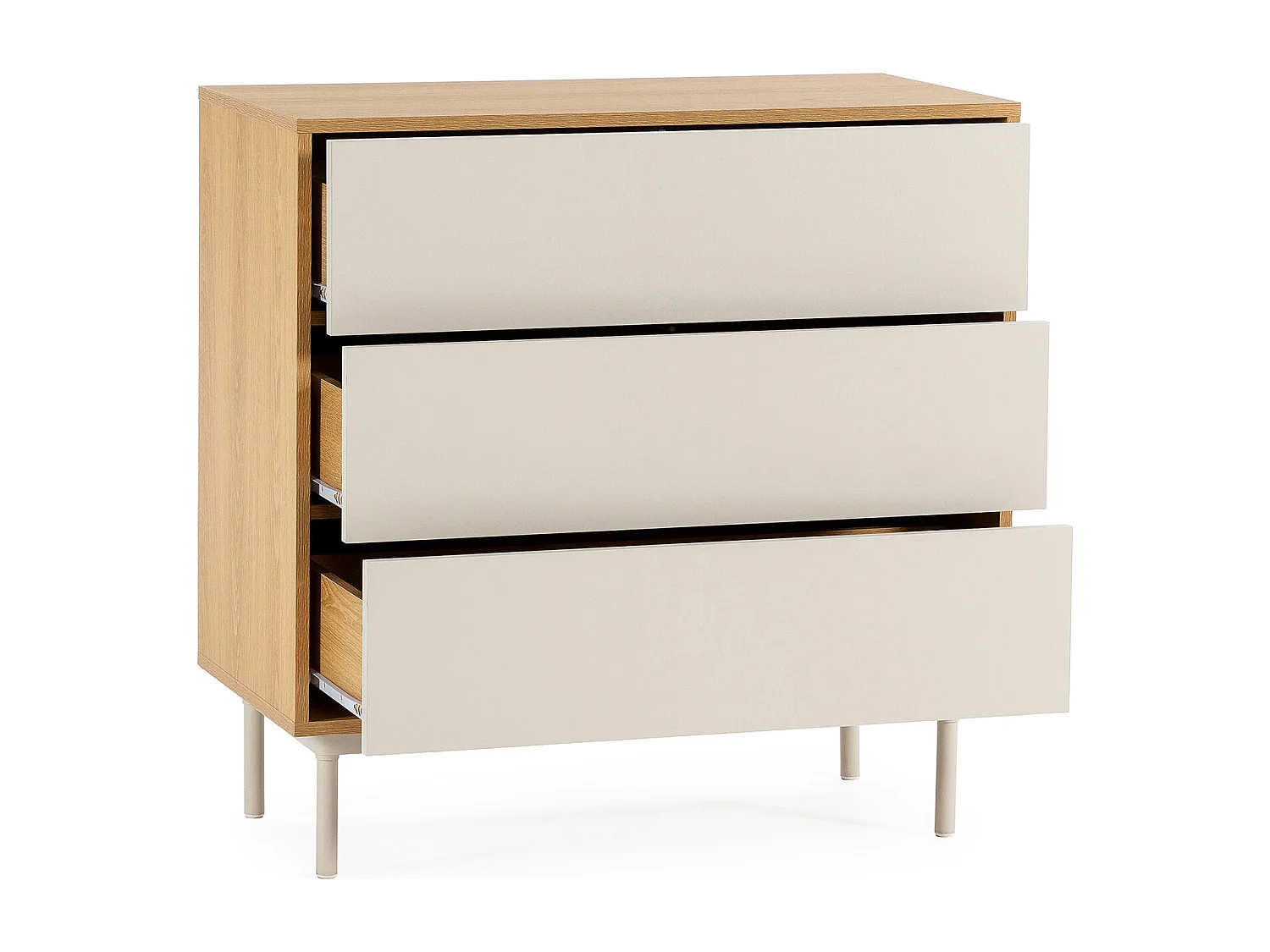 Kommode Cuzco 3 schubladen Eichenfarbe/grau