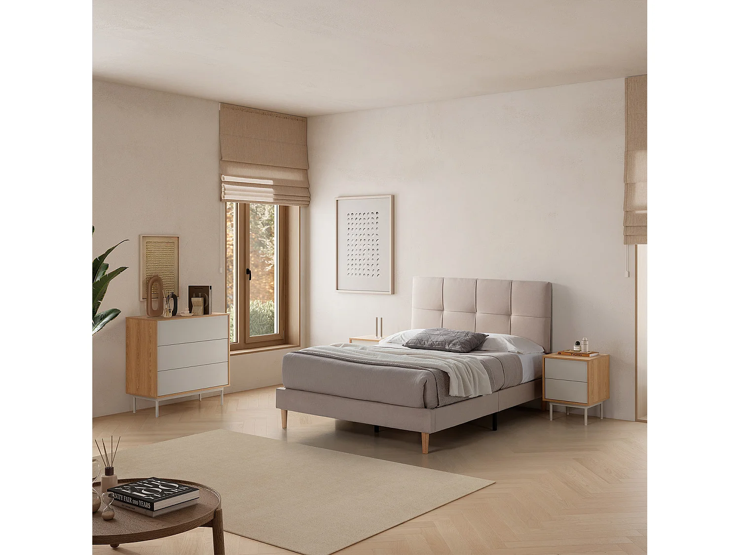 Kommode Cuzco 3 schubladen Eichenfarbe/grau