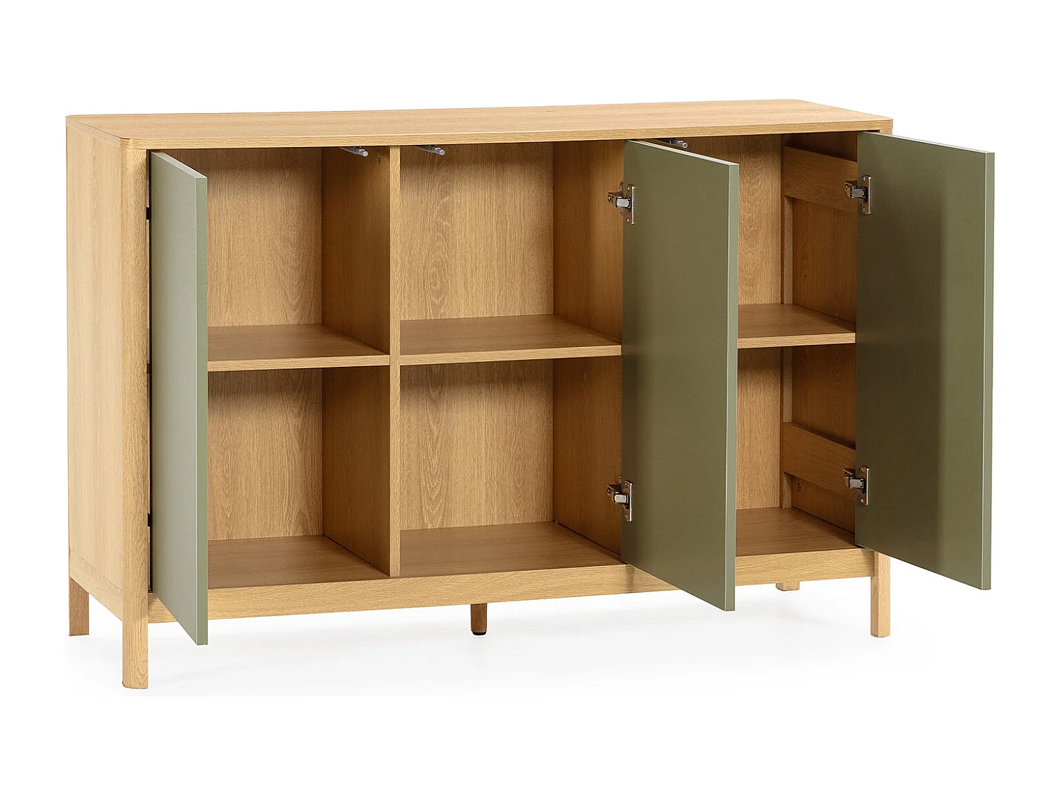 Buffet Nassau 3 portes effet Chêne/Vert