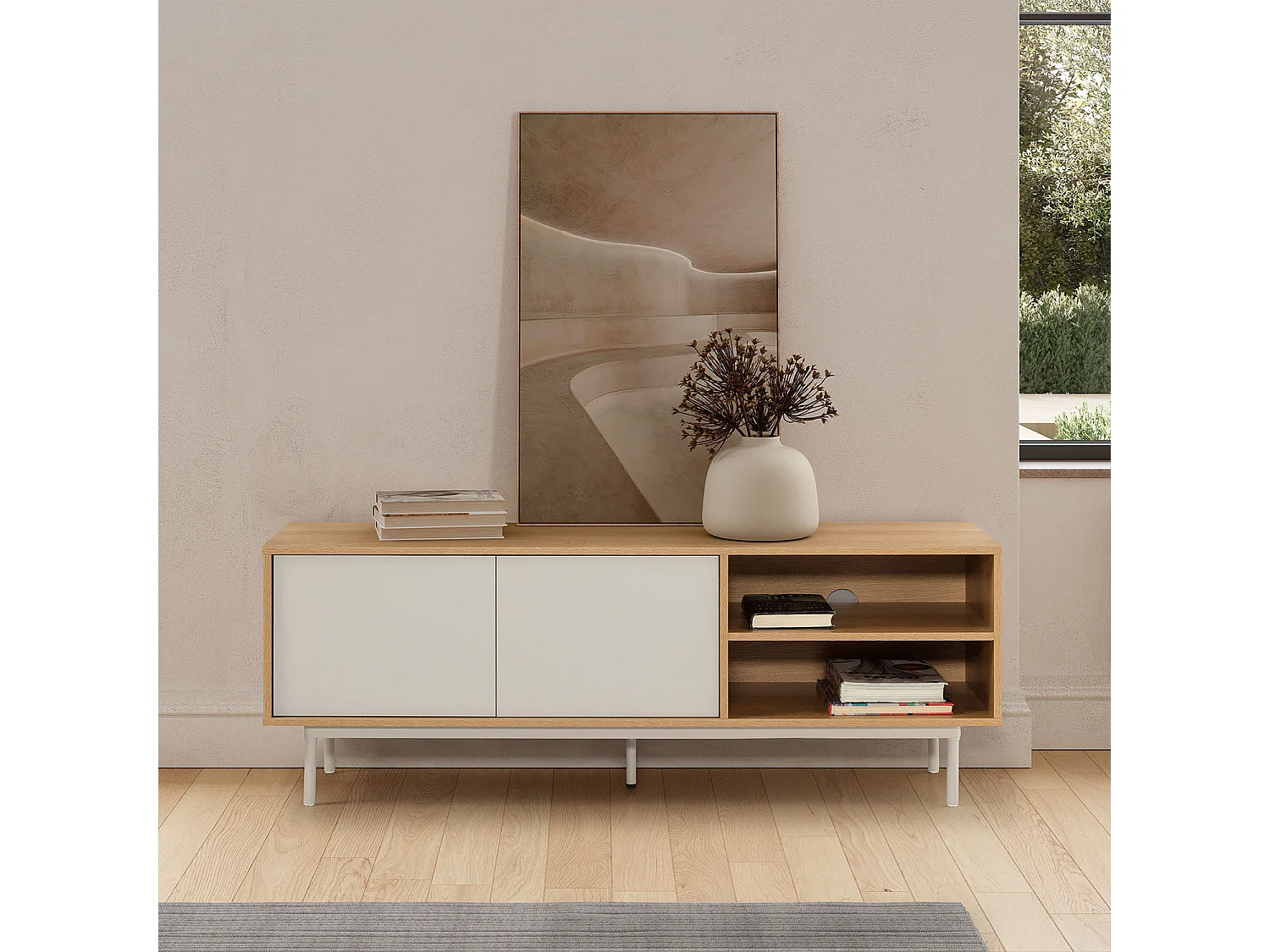 TV-Schrank Cuzco 2 türen Eichenfarbe/grau