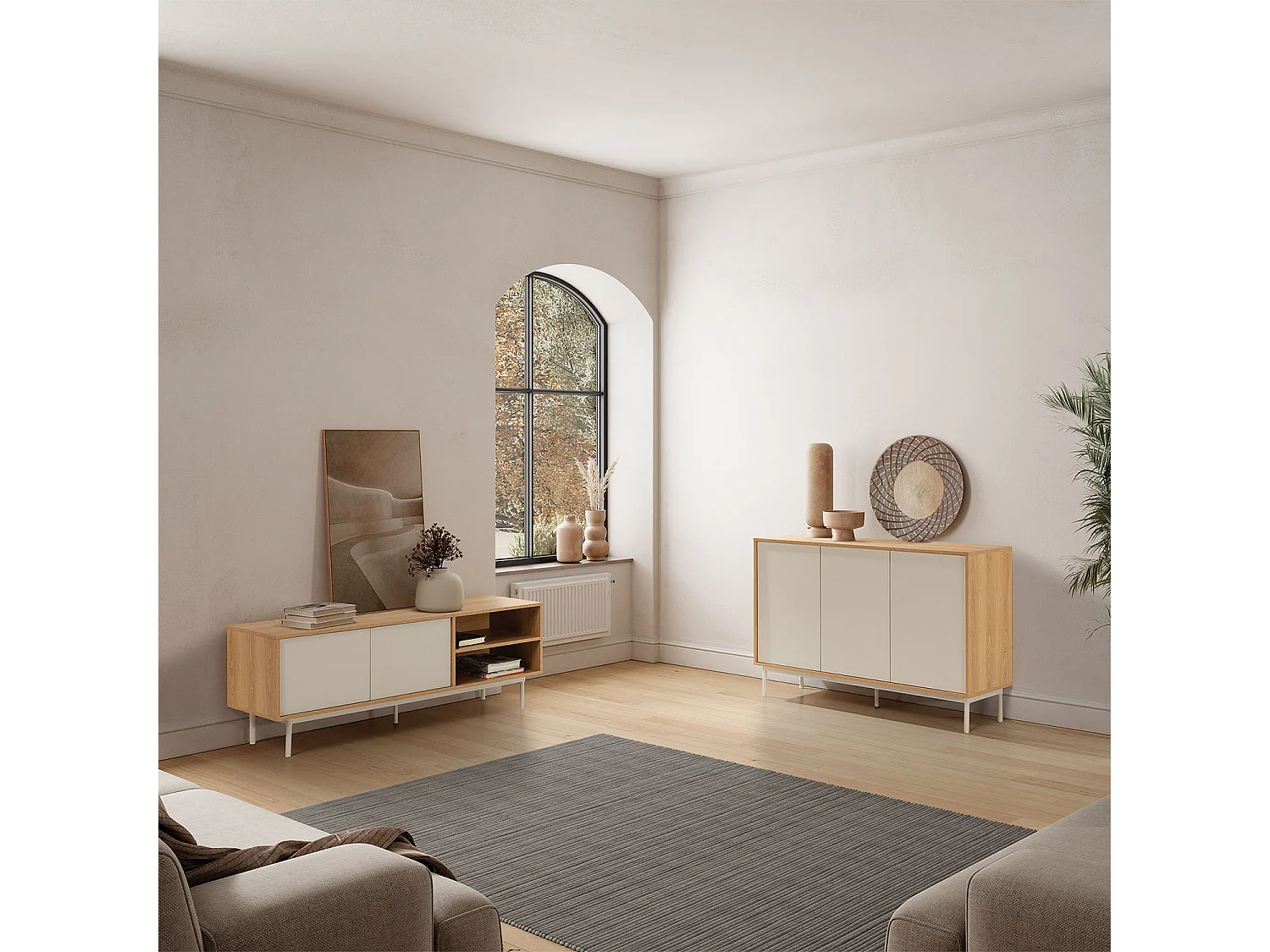 TV-Schrank Cuzco 2 türen Eichenfarbe/grau