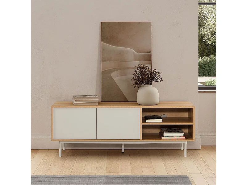 TV-Schrank Cuzco 2 türen Eichenfarbe/grau