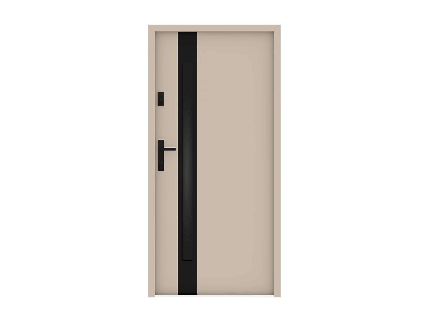 Porte d'entrée en acier pleine et inox H207 x L100 cm - verre fumé - beige et noir - épaisseur 55 mm - poussant droit - BRAGA