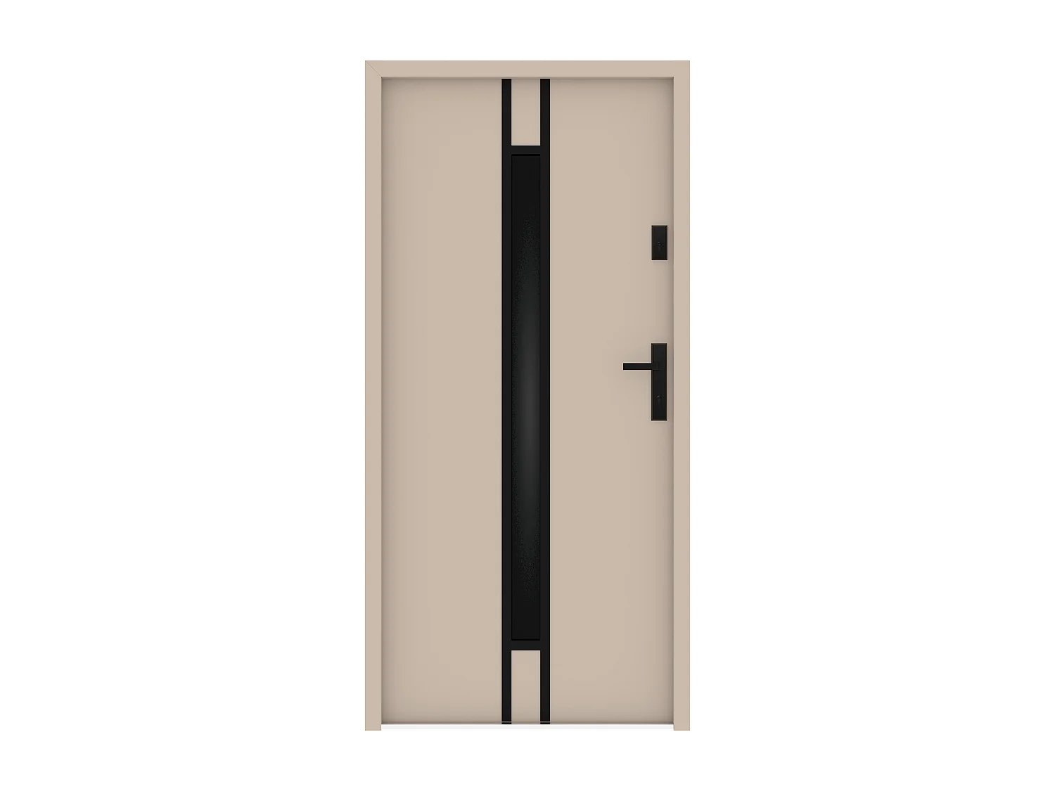 Porta de entrada em aço maciço e inox H207 x C100 cm - vidro fumado - bege - espessura 55 mm - abertura à esquerda - ARICANE