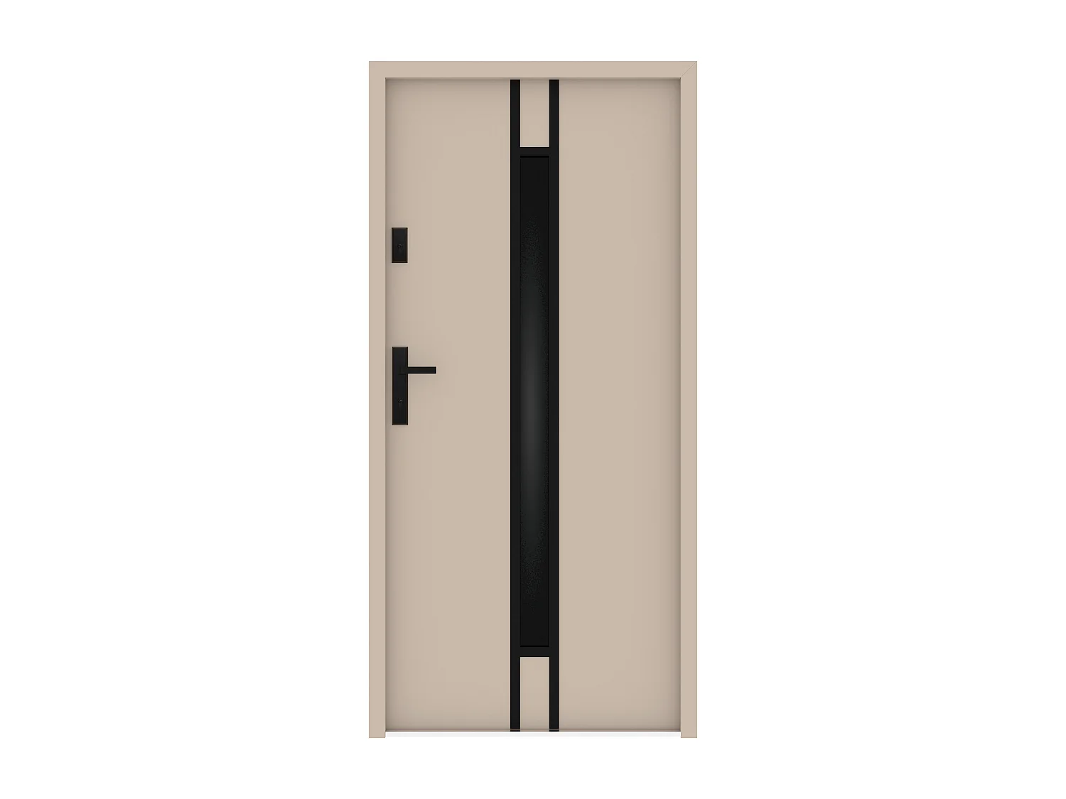 Porta de entrada em aço maciço e inox H207 x C100 cm - vidro fumado - bege - espessura 55 mm - abertura à direita - ARICANE