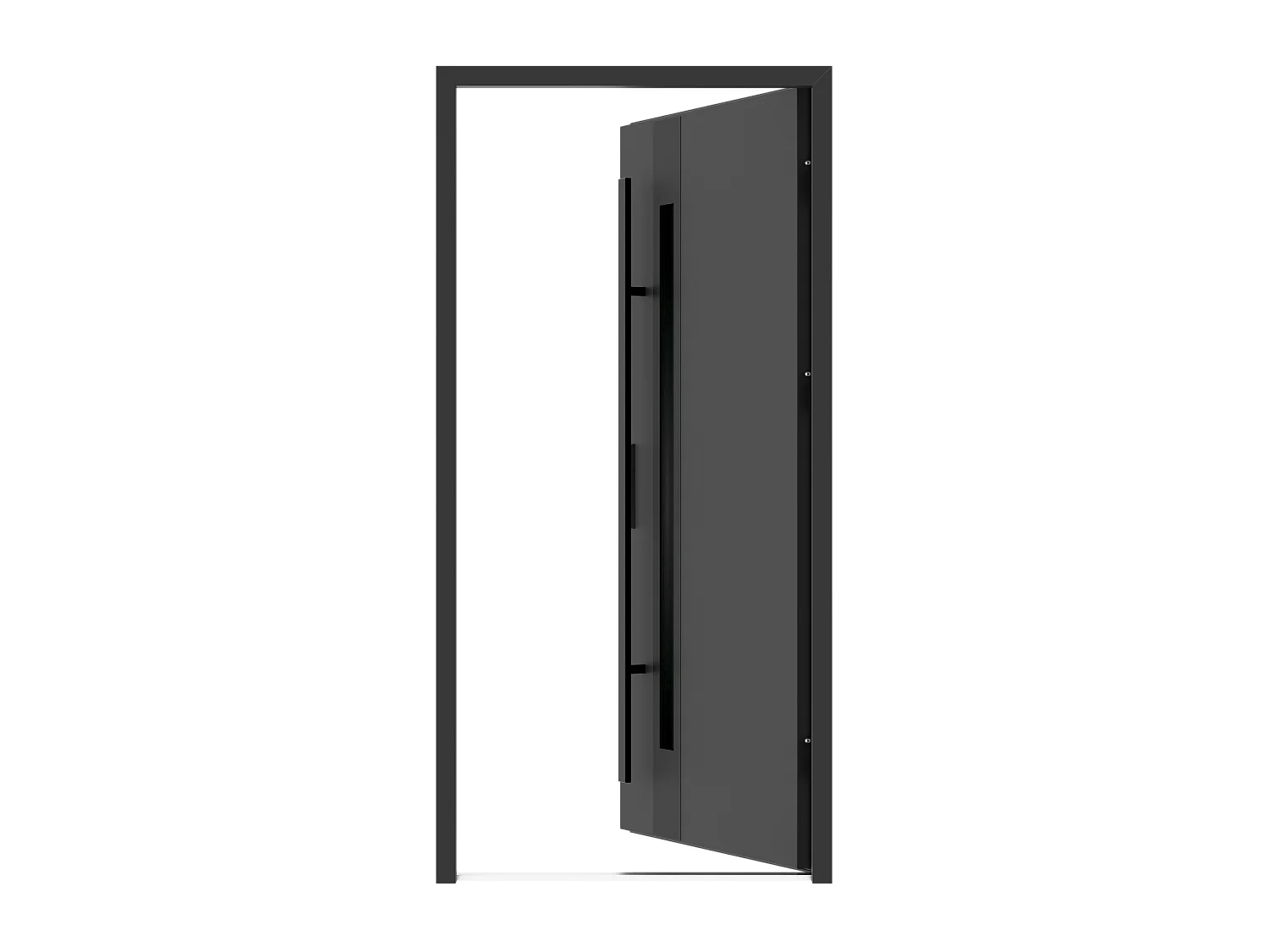 Porta de entrada em aço maciço e inox H207 x C100 cm - espessura 68mm - vidro fumado - antracite e preto - abertura à direita - CALOSA