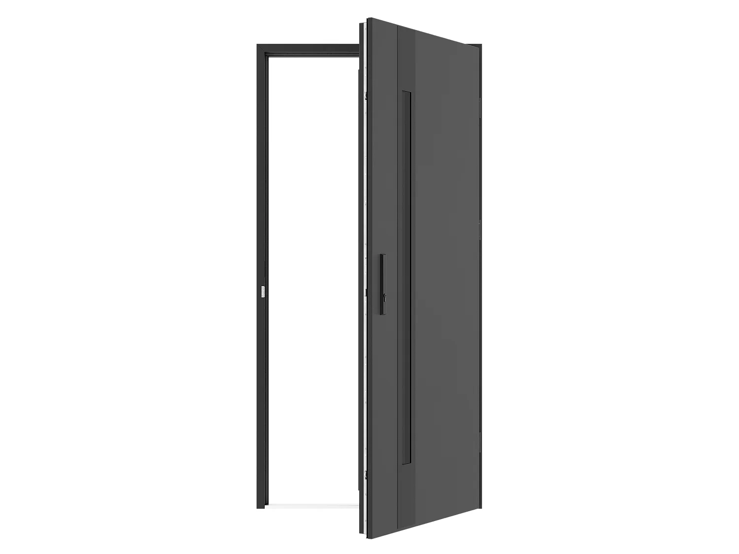 Porta de entrada em aço maciço e inox H207 x C100 cm - espessura 68mm - vidro fumado - antracite e preto - abertura à direita - CALOSA