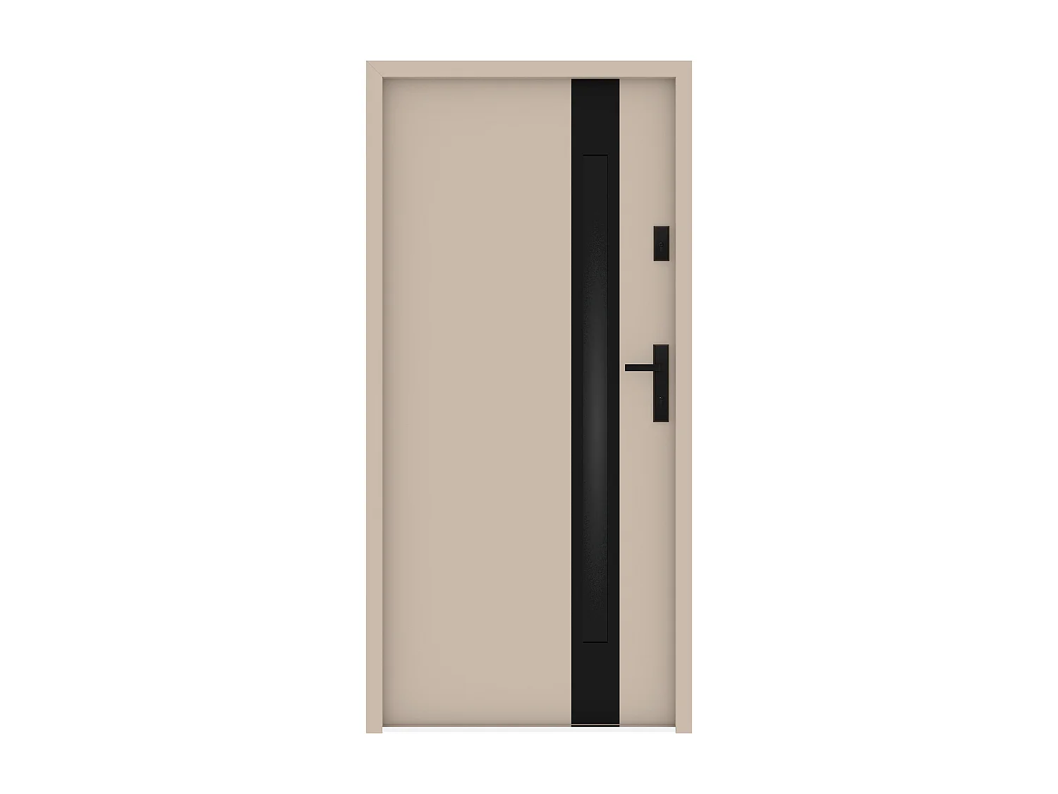 Porte d'entrée en acier pleine et inox H207 x L100 cm - verre fumé - beige et noir - épaisseur 55 mm - poussant gauche - BRAGA