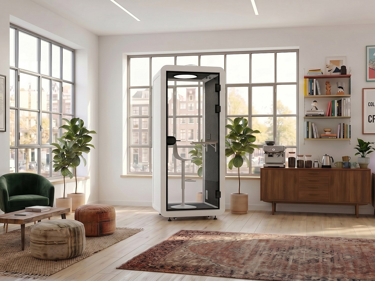 Schallschutzkabine aus Aluminium und Sicherheitsglas - 1 Person - Weiß - NABARU