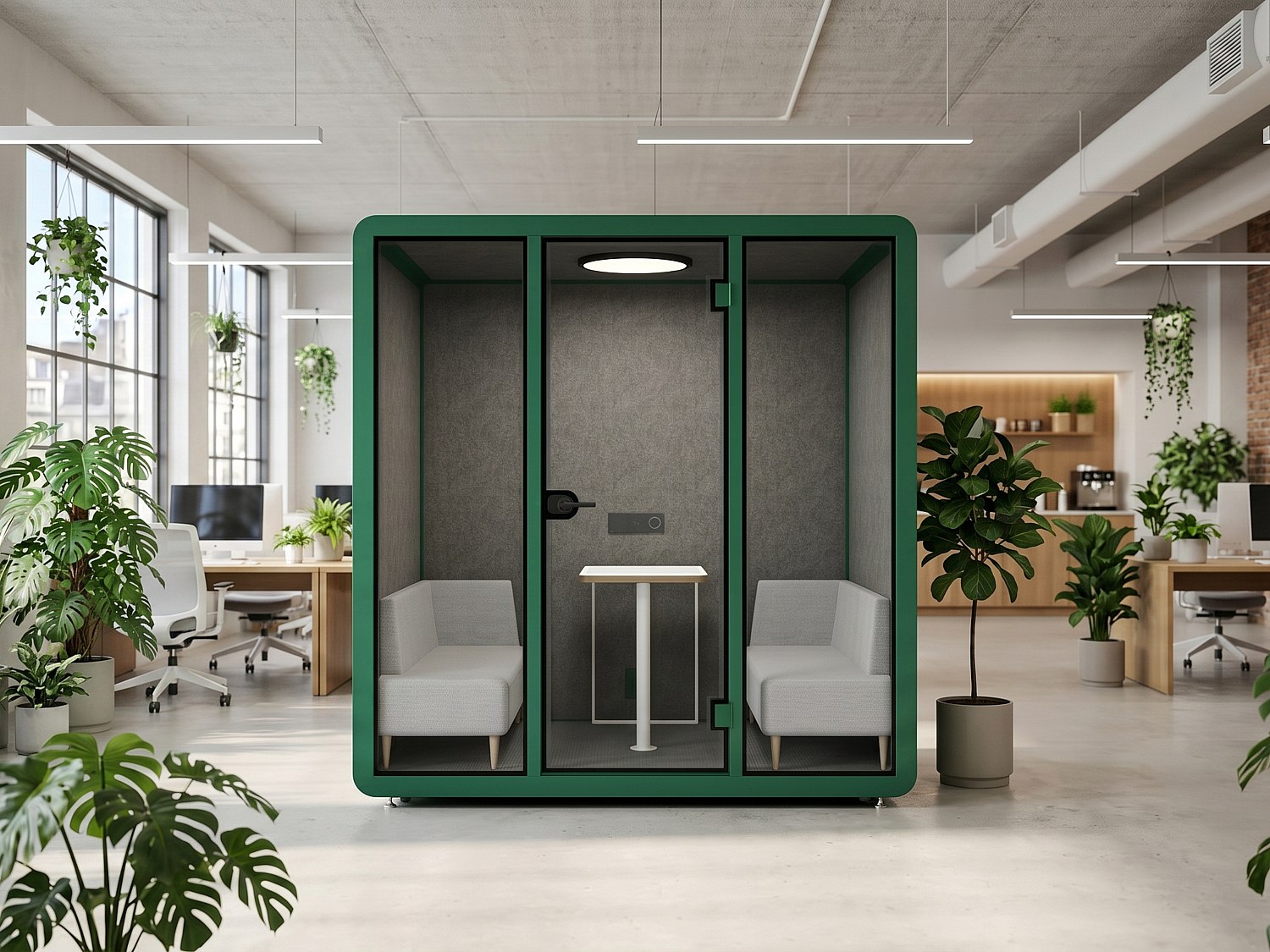 Schallschutzkabine aus Aluminium und Sicherheitsglas - 4 Personen - Grün - NABARU