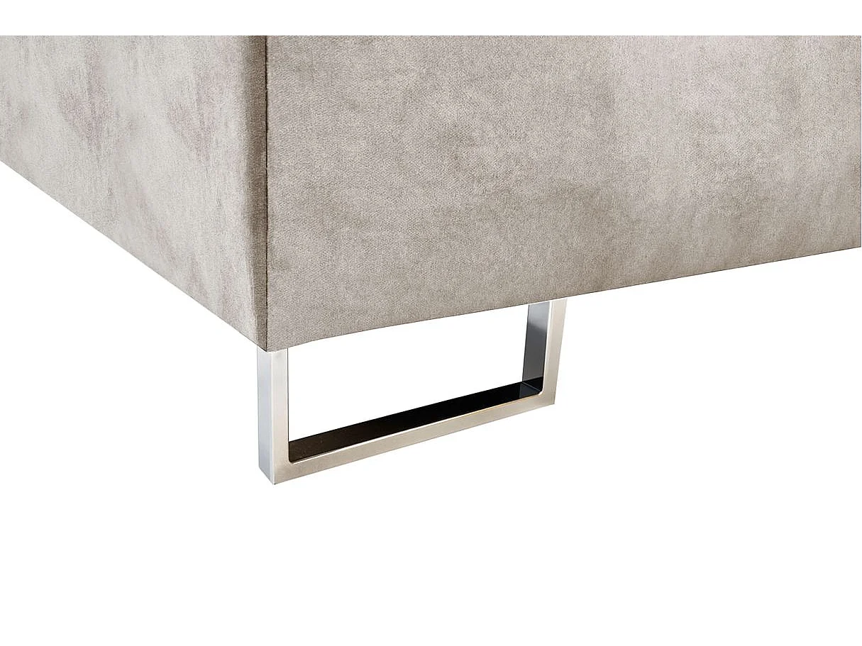 Canapé panoramique 6 places FLAVIO convertible avec 2 coffres en tissu - Gris clair