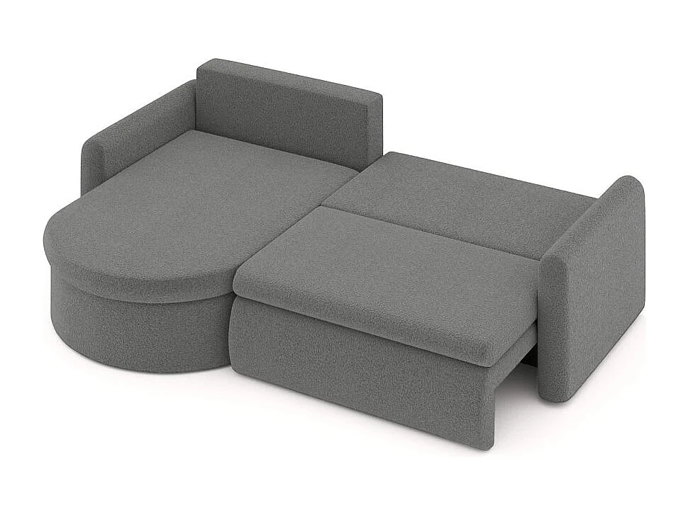 Canapé d'angle reversible convertible 4 places VERA en tissu bouclette - Gris anthracite