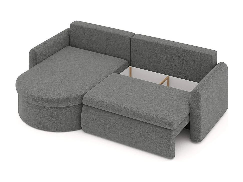 Canapé d'angle reversible convertible 4 places VERA en tissu bouclette - Gris anthracite