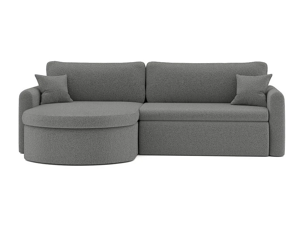 Canapé d'angle reversible convertible 4 places VERA en tissu bouclette - Gris anthracite