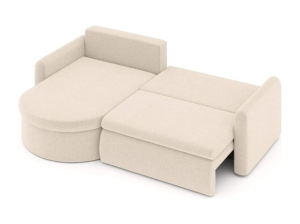 Canapé d'angle reversible convertible 4 places VERA en tissu bouclette - Blanc
