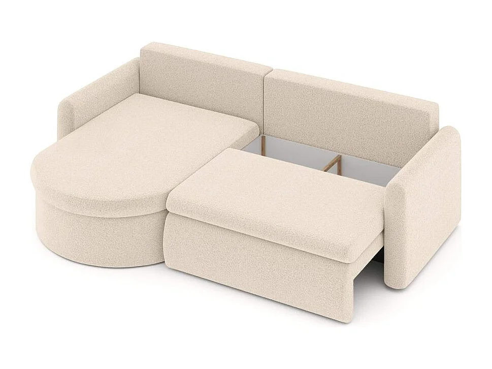 Canapé d'angle reversible convertible 4 places VERA en tissu bouclette - Blanc