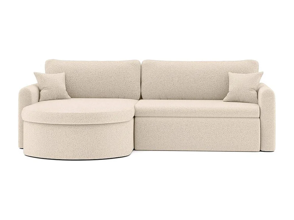 Canapé d'angle reversible convertible 4 places VERA en tissu bouclette - Blanc