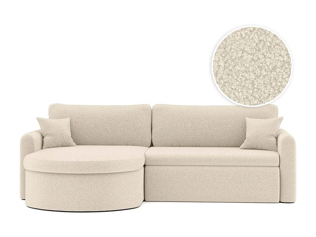 Canapé d'angle reversible convertible 4 places VERA en tissu bouclette - Blanc