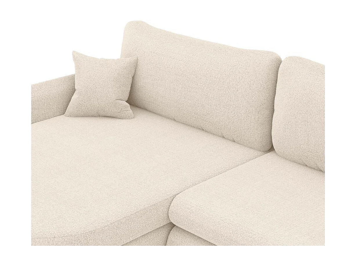 Canapé d'angle reversible convertible 4 places VERA en tissu bouclette - Blanc