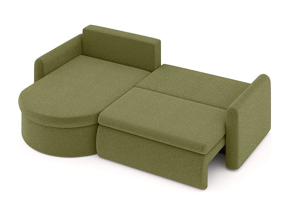 Canapé d'angle reversible convertible 4 places VERA en tissu bouclette - Vert kaki